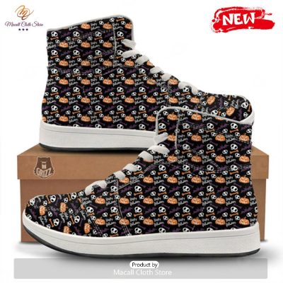 HOT Halloween Black And Orange Print Pattern High Top Sneakers - soulcals