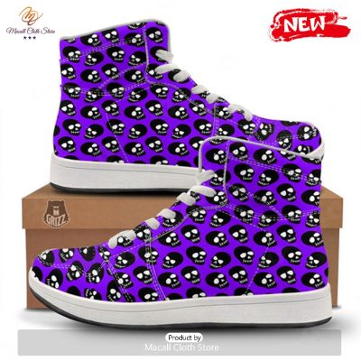 HOT Halloween Black And Purple Print Pattern High Top Sneakers - soulcals