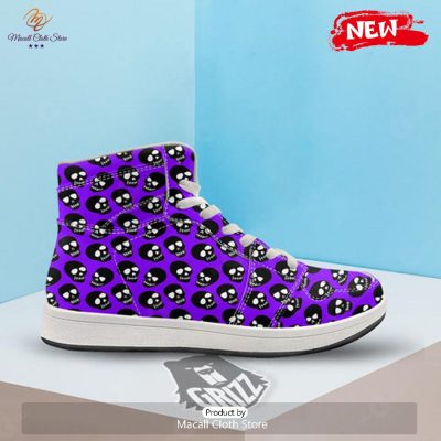 HOT Halloween Black And Purple Print Pattern High Top Sneakers - soulcals