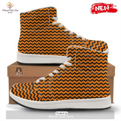 HOT Halloween Chevron Orange Print Pattern High Top Sneakers - soulcals