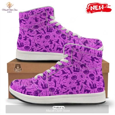 HOT Halloween Purple Print Pattern High Top Sneakers - soulcals