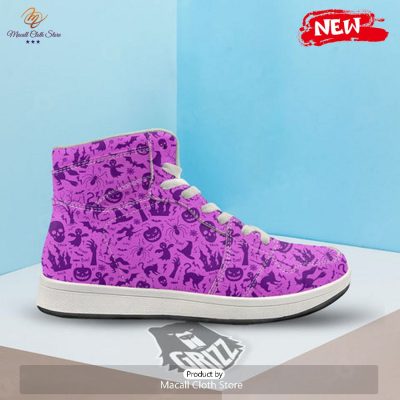 HOT Halloween Purple Print Pattern High Top Sneakers - soulcals