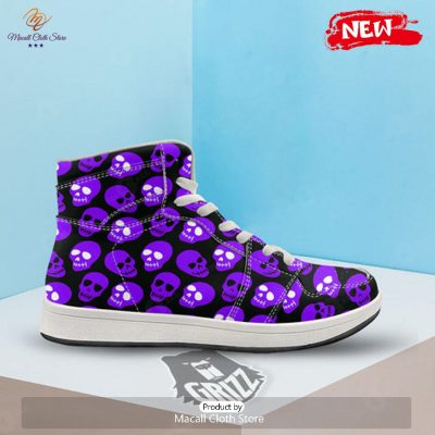 HOT Halloween Skull Black And Purple Print High Top Sneakers - soulcals