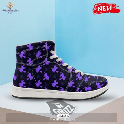 HOT Halloween Witch Purple Print Pattern High Top Sneakers - soulcals