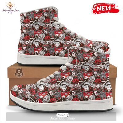 HOT Horror Monsters Halloween Print Pattern High Top Sneakers - soulcals