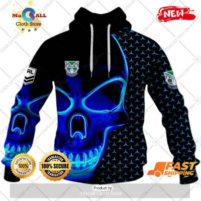 HOT NRL New Zealand Warriors Neon Skull 3D Design Hoodie Sweatshirt 3D -soulcals