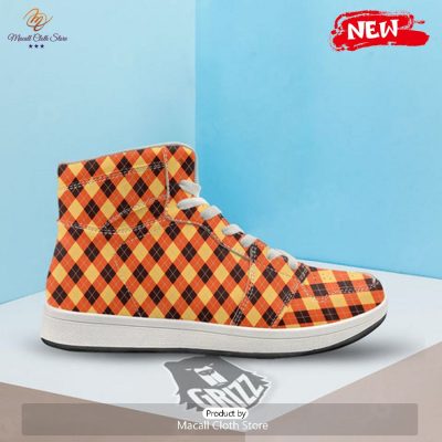HOT Party Argyle Halloween Print Pattern High Top Sneakers - soulcals