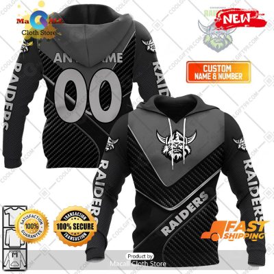 HOT Personalized NRL Canberra Raiders Carbon Hoodie Sweatshirt 3D -soulcals