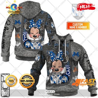 HOT Personalized NRL Canterbury Bankstown Bulldogs Logo and Minnie Mouse Design Hoodie Sweatshirt 3D -soulcals