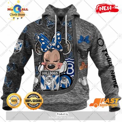 HOT Personalized NRL Canterbury Bankstown Bulldogs Logo and Minnie Mouse Design Hoodie Sweatshirt 3D -soulcals