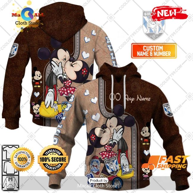 HOT Personalized NRL Canterbury Bankstown Bulldogs Mickey and Minnie Design Hoodie Sweatshirt 3D -soulcals