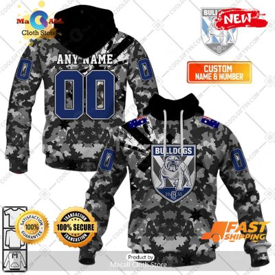 HOT Personalized NRL Canterbury Bankstown Bulldogs Special Camo Military Flag Hoodie Sweatshirt 3D -soulcals