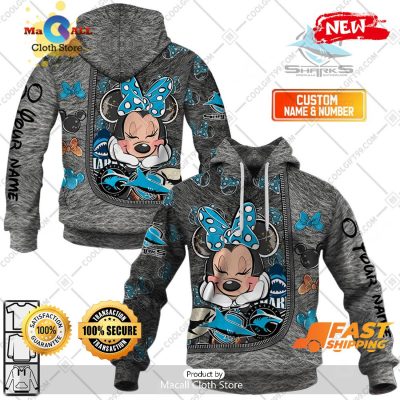 HOT Personalized NRL Cronulla Sutherland Sharks Logo and Minnie Mouse Design Hoodie Sweatshirt 3D -soulcals
