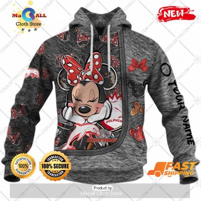 HOT Personalized NRL Dolphins Logo and Minnie Mouse Design Hoodie Sweatshirt 3D -soulcals