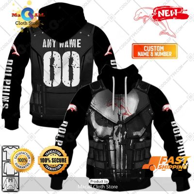 HOT Personalized NRL Dolphins Punisher Hoodie Sweatshirt 3D -soulcals