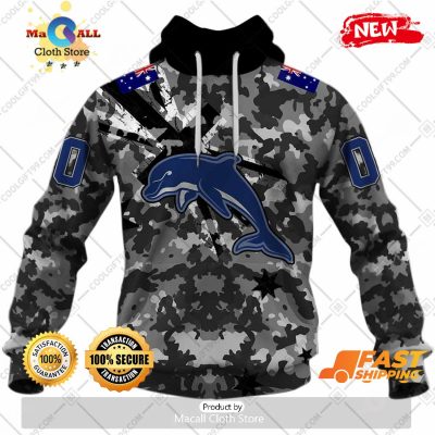 HOT Personalized NRL Dolphins Special Camo Military Flag Hoodie Sweatshirt 3D -soulcals