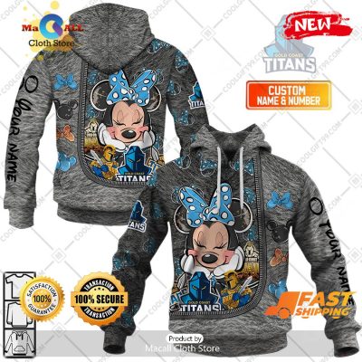HOT Personalized NRL Gold Coast Titans Logo and Minnie Mouse Design Hoodie Sweatshirt 3D -soulcals