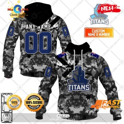 HOT Personalized NRL Gold Coast Titans Special Camo Military Flag Hoodie Sweatshirt 3D -soulcals