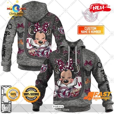 HOT Personalized NRL Manly Warringah Sea Eagles Logo and Minnie Mouse Design Hoodie Sweatshirt 3D -soulcals