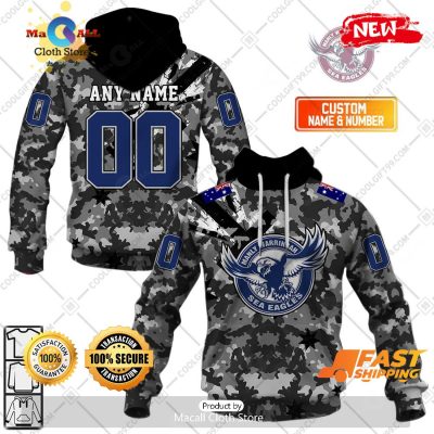 HOT Personalized NRL Manly Warringah Sea Eagles Special Camo Military Flag Hoodie Sweatshirt 3D -soulcals