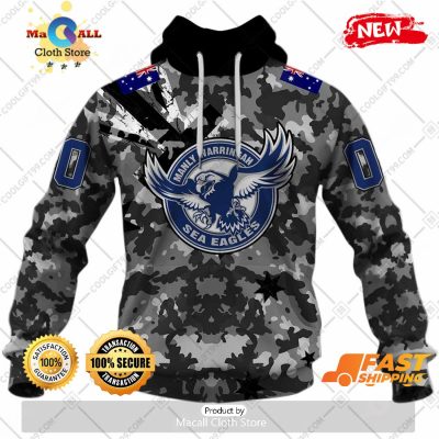 HOT Personalized NRL Manly Warringah Sea Eagles Special Camo Military Flag Hoodie Sweatshirt 3D -soulcals