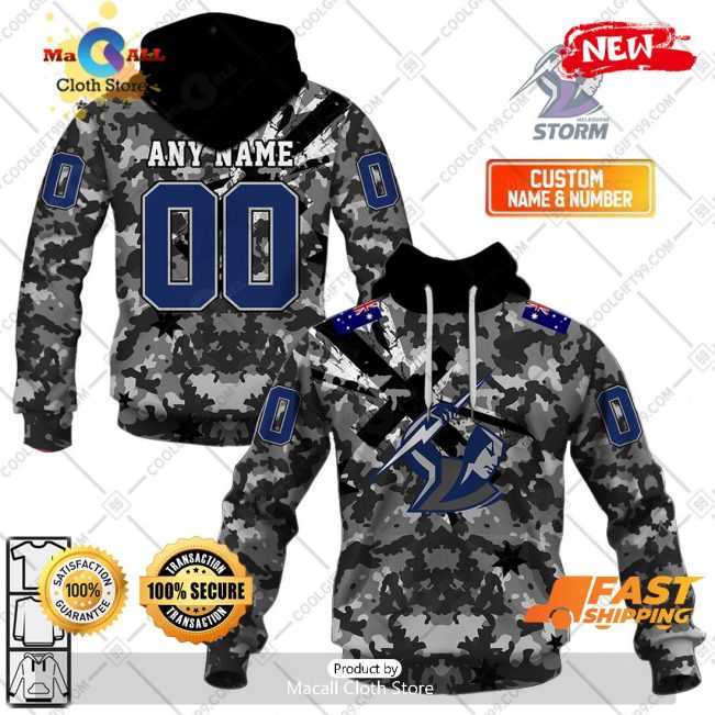 HOT Personalized NRL Melbourne Storm Special Camo Military Flag Hoodie Sweatshirt 3D -soulcals
