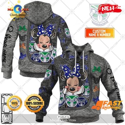 HOT Personalized NRL New Zealand Warriors Logo and Minnie Mouse Design Hoodie Sweatshirt 3D -soulcals