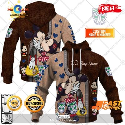 HOT Personalized NRL New Zealand Warriors Mickey and Minnie Design Hoodie Sweatshirt 3D -soulcals