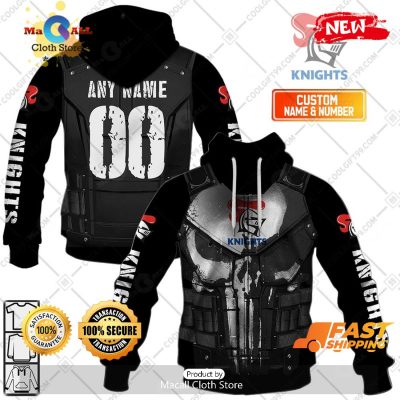 HOT Personalized NRL Newcastle Knights Punisher Hoodie Sweatshirt 3D -soulcals