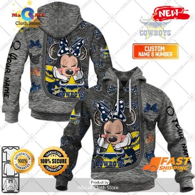 HOT Personalized NRL North Queensland Cowboys Logo and Minnie Mouse Design Hoodie Sweatshirt 3D -soulcals