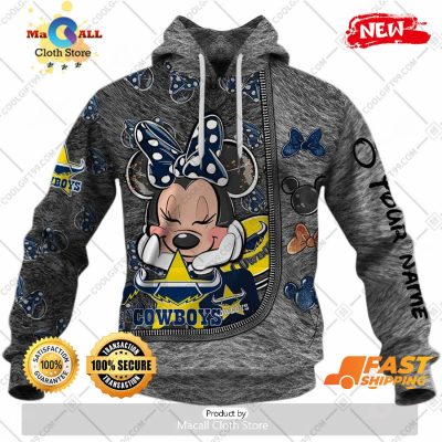 HOT Personalized NRL North Queensland Cowboys Logo and Minnie Mouse Design Hoodie Sweatshirt 3D -soulcals