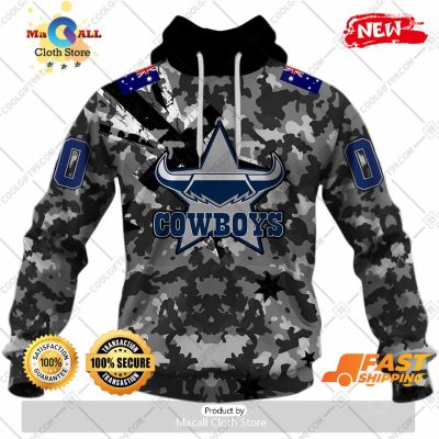 HOT Personalized NRL North Queensland Cowboys Special Camo Military Flag Hoodie Sweatshirt 3D -soulcals