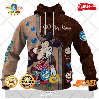 HOT Personalized NRL Parramatta Eels Mickey and Minnie Design Hoodie Sweatshirt 3D -soulcals