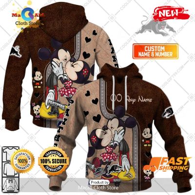 HOT Personalized NRL Penrith Panthers Mickey and Minnie Design Hoodie Sweatshirt 3D -soulcals