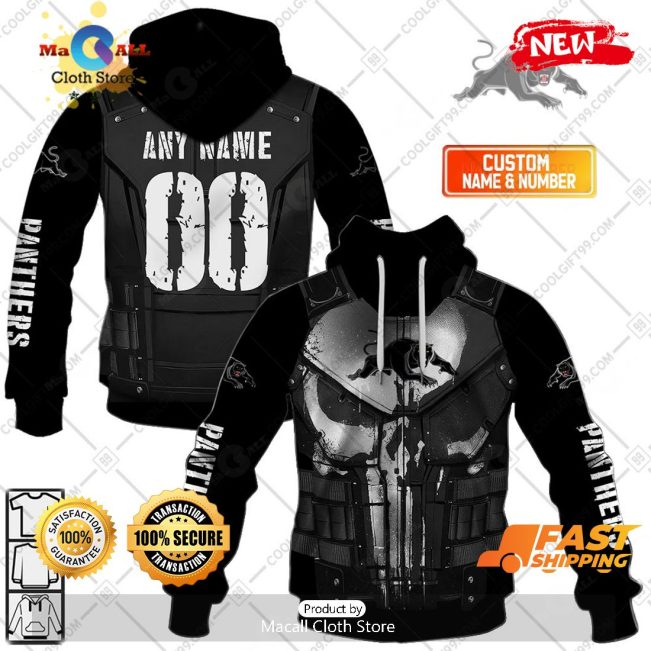 HOT Personalized NRL Penrith Panthers Punisher Hoodie Sweatshirt 3D -soulcals