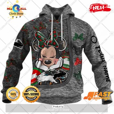HOT Personalized NRL South Sydney Rabbitohs Logo and Minnie Mouse Design Hoodie Sweatshirt 3D -soulcals