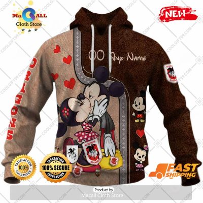 HOT Personalized NRL St. George Illawarra Dragons Mickey and Minnie Design Hoodie Sweatshirt 3D -soulcals