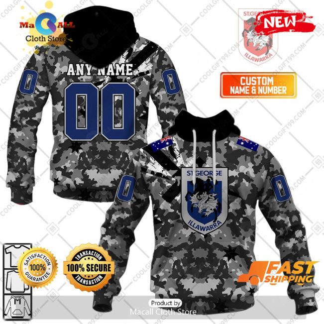 HOT Personalized NRL St. George Illawarra Dragons Special Camo Military Flag Hoodie Sweatshirt 3D -soulcals