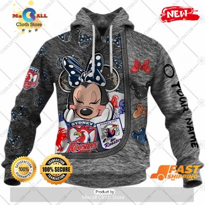 HOT Personalized NRL Sydney Roosters Logo and Minnie Mouse Design Hoodie Sweatshirt 3D -soulcals