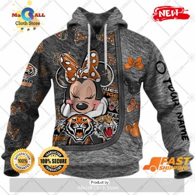 HOT Personalized NRL Wests Tigers Logo and Minnie Mouse Design Hoodie Sweatshirt 3D -soulcals