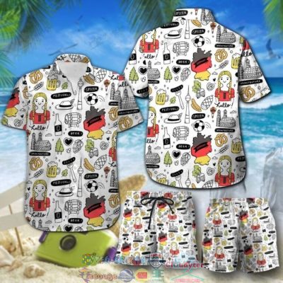 Germany Doodles Hawaiian Shirt And Shorts - Hot Sale 2025