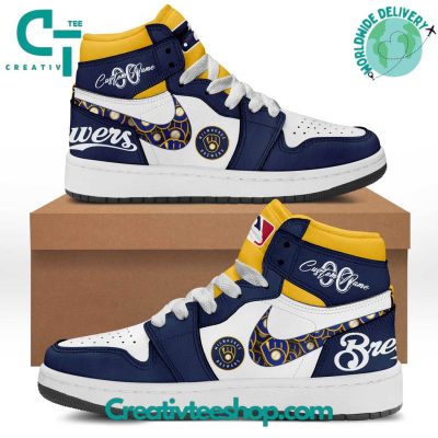 MLB Milwaukee Brewers Personalized Air Jordan 1 Sneaker - soulcals.com
