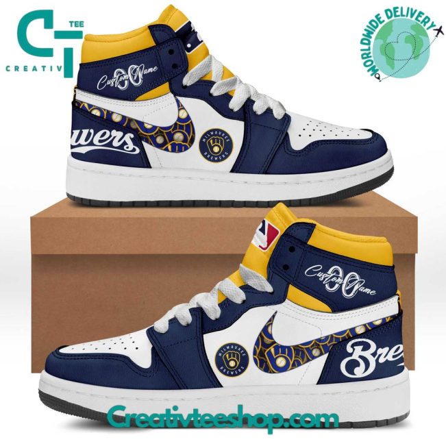 MLB Milwaukee Brewers Personalized Air Jordan 1 Sneaker - soulcals.com