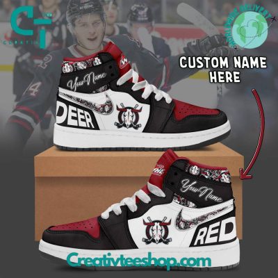 WHL Red Deer Rebels Custom Name Air Jordan 1 Sneaker - soulcals.com