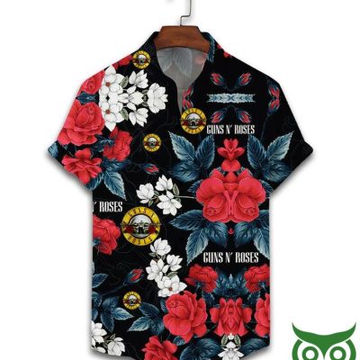 Guns N' Roses Flowers Black Flip Flops And Combo Hawaiian Shirt Shorts
