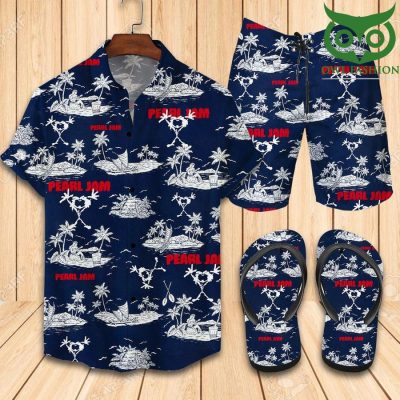 PEARL JAM FLIP FLOPS navy AND COMBO HAWAII SHIRT SHORTS
