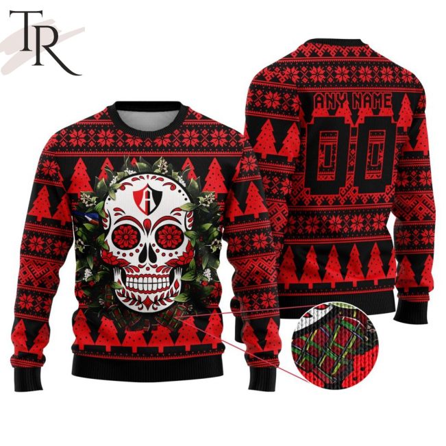 LIGA MX Atlas F.C Special Sugar Skull Christmas Ugly Sweater - soulcals.com