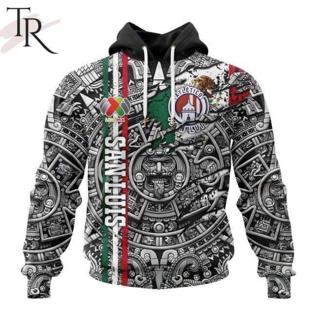 LIGA MX Atletico San Luis Special Aztec Design Hoodie - soulcals.com