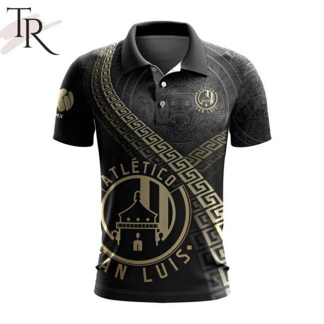 LIGA MX Atletico San Luis Special Black And Gold Design Polo Shirt - soulcals.com