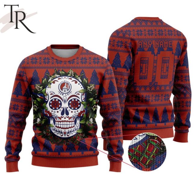 LIGA MX Atletico San Luis Special Sugar Skull Christmas Ugly Sweater - soulcals.com